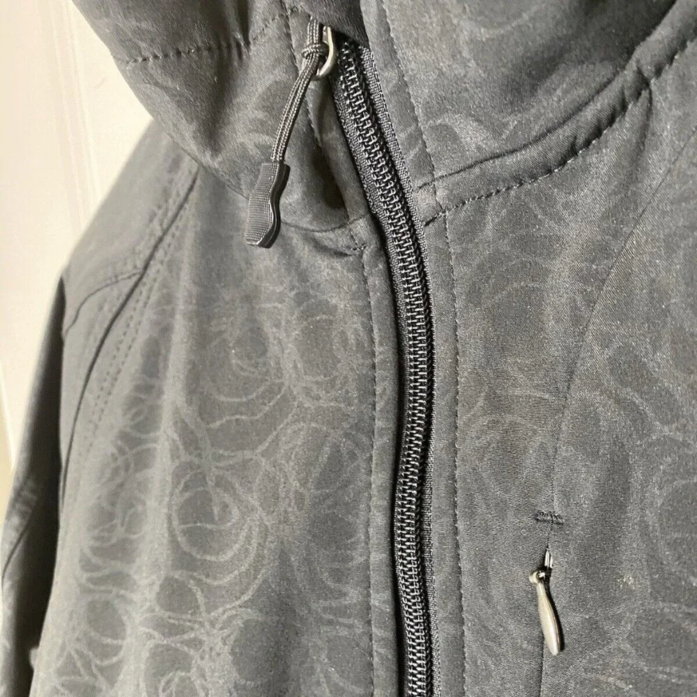 Double Diamond Womens Soft Shell Jacket Size M Black Embossed Fleece Lined - Picture 3 of 9